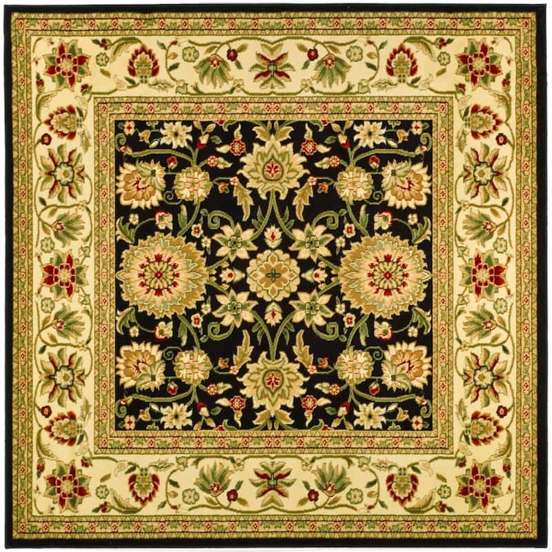 SAFAVIEH, Lyndhurst Marsha Traditional Area Rug - 8' Square - Black/Ivory