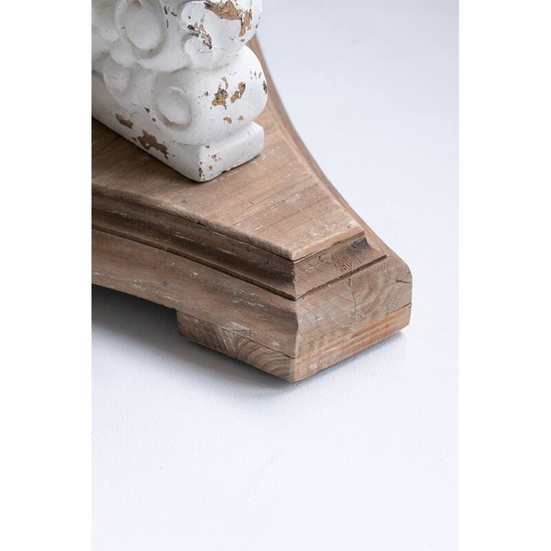 Round Pedestal Side Table with Carved Base Fir Wood Construction