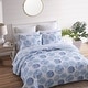preview thumbnail 3 of 9, Tommy Bahama Ocean Isle Print With Textured Reverse Cotton Quilt (Blue, 3 Piece Set)