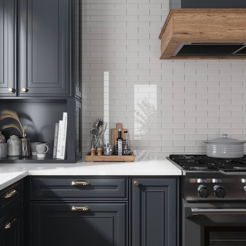 Apollo tile 3" x 12" Colorway Glossy Warm Greige Glass Tile (5 sq ft/case) - 20 Pack