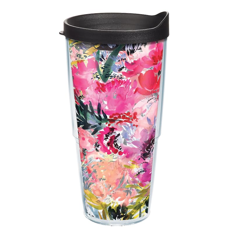 Tervis Kelly Ventura Floral Collection Made in USA Double Walled Insulated Travel Tumbler, Perennial Garden - 24oz - Classic