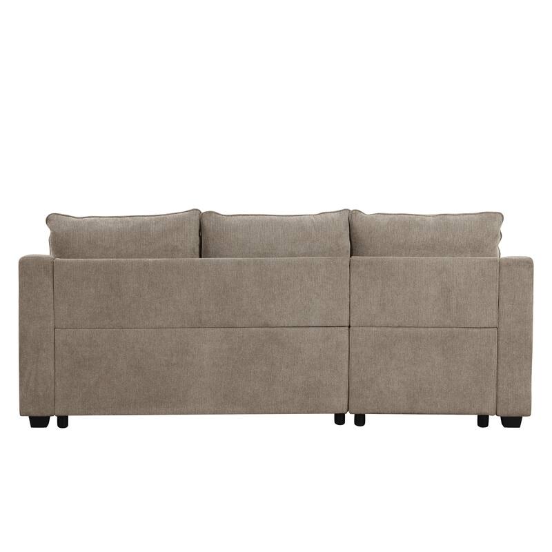 90" Pull Out Sleeper Sofa L-Shaped Couch Convertible Sofa Bed