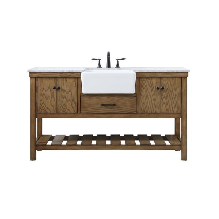 Elegant Lighting VF60160 Clement 60" Free Standing Single Basin Vanity - Driftwood - Wood Finish