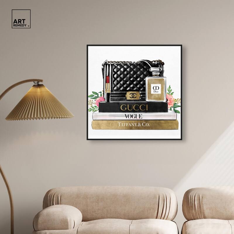 Luxury Paris Handbag and Books Canvas by Art Remedy