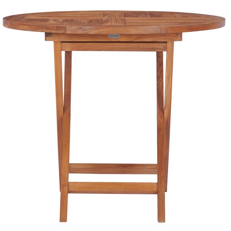 Chic Teak California Teak Wood Outdoor Folding Bistro Dining Table, 36 inch