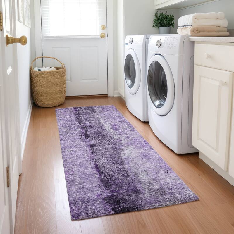 Machine Washable Indoor/ Outdoor Chantille Modern Contemporary Rug - Purple - 2'3" x 7'6"