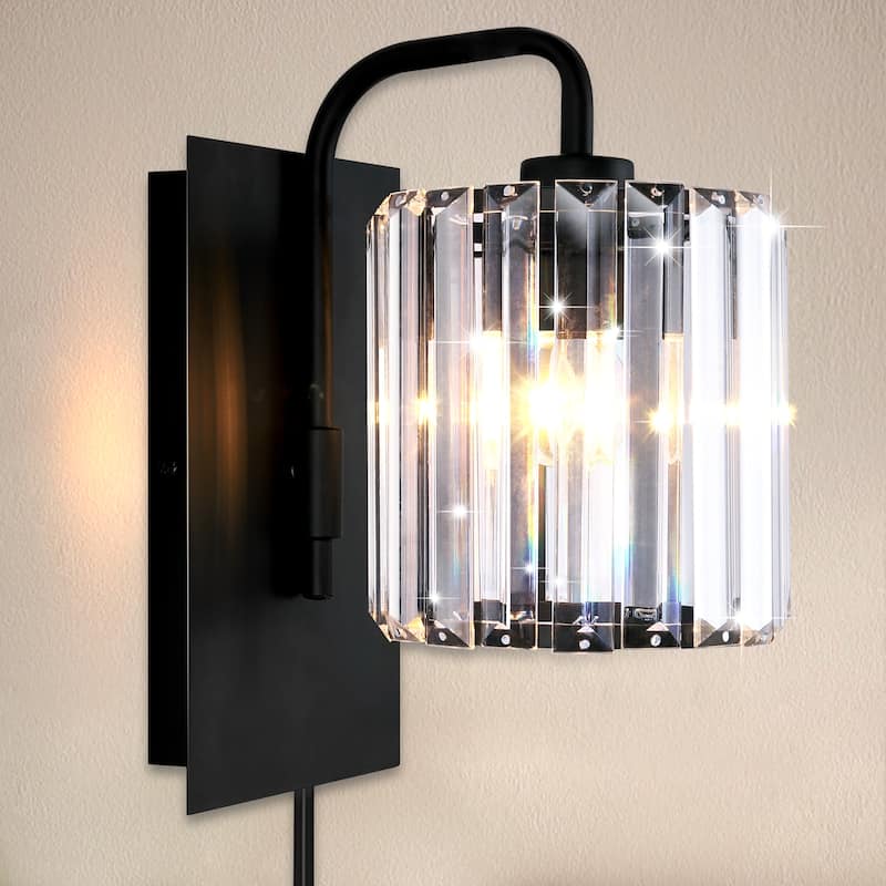 Armed Sconce Crystal Black Wall Sconces Modern Bathroom Vanity Lights