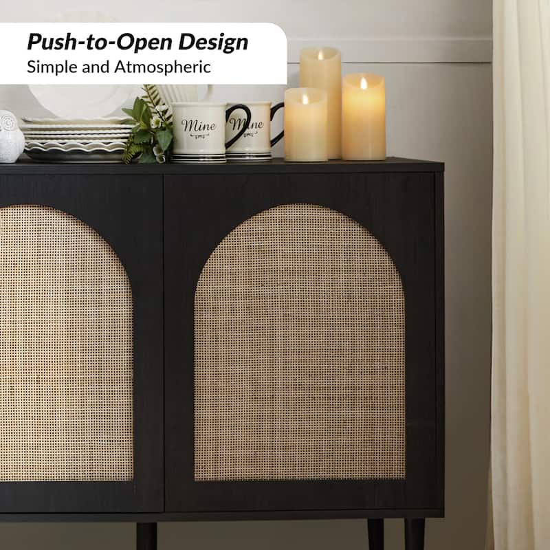 Ulysses Farmhouse Storage Rattan Sideboard with Adjustable Shelves by HULALA HOME
