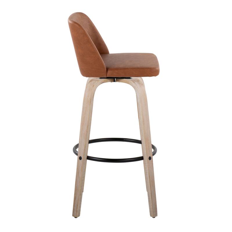 The Gray Barn Vallberga 30" Fixed-Height Bar Stool with White Washed Wood Base (Set of 2)