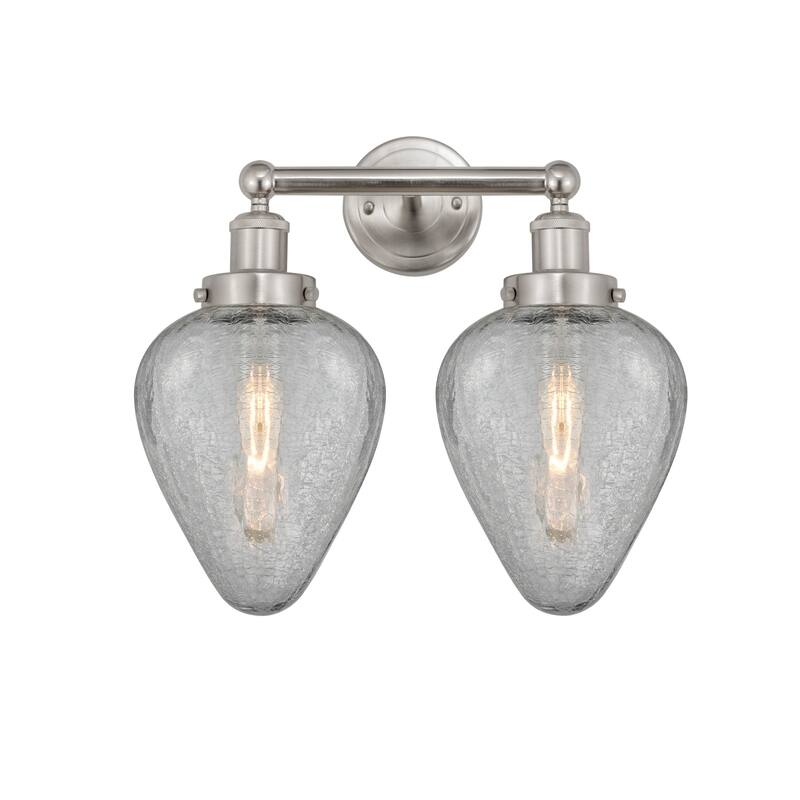 Innovations Lighting 616-2W-12-15 Geneseo Vanity Geneseo 2 Light 15" - Brushed Satin Nickel / Clear Crackle