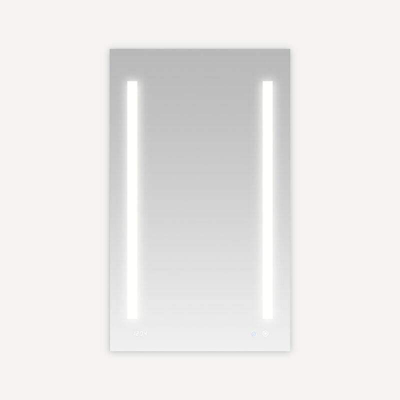 AQUADOM Signature Royale 24W LED Medicine Cabinet Defogger, 3X LED Vertically Adjustable Magnifying Mirror, Electrical Outlets - Grey - 24"x40"x5"Left/Hinge - Brushed