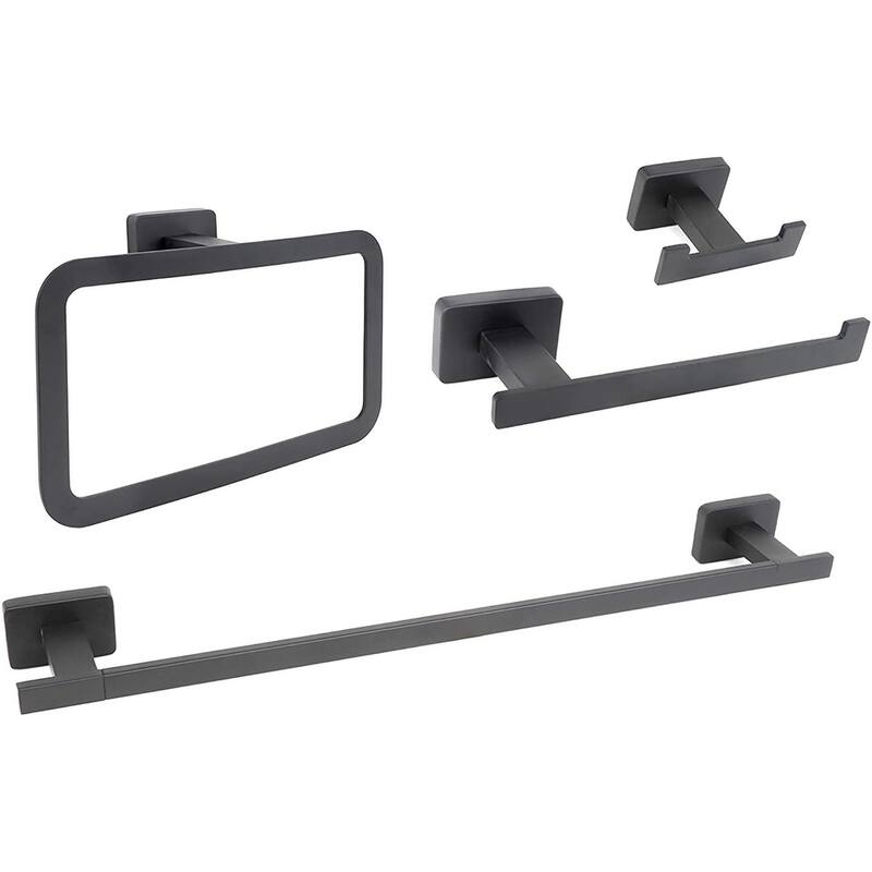 Chicago 18 in. Towel Bar Bathroom Accessory Set - Black