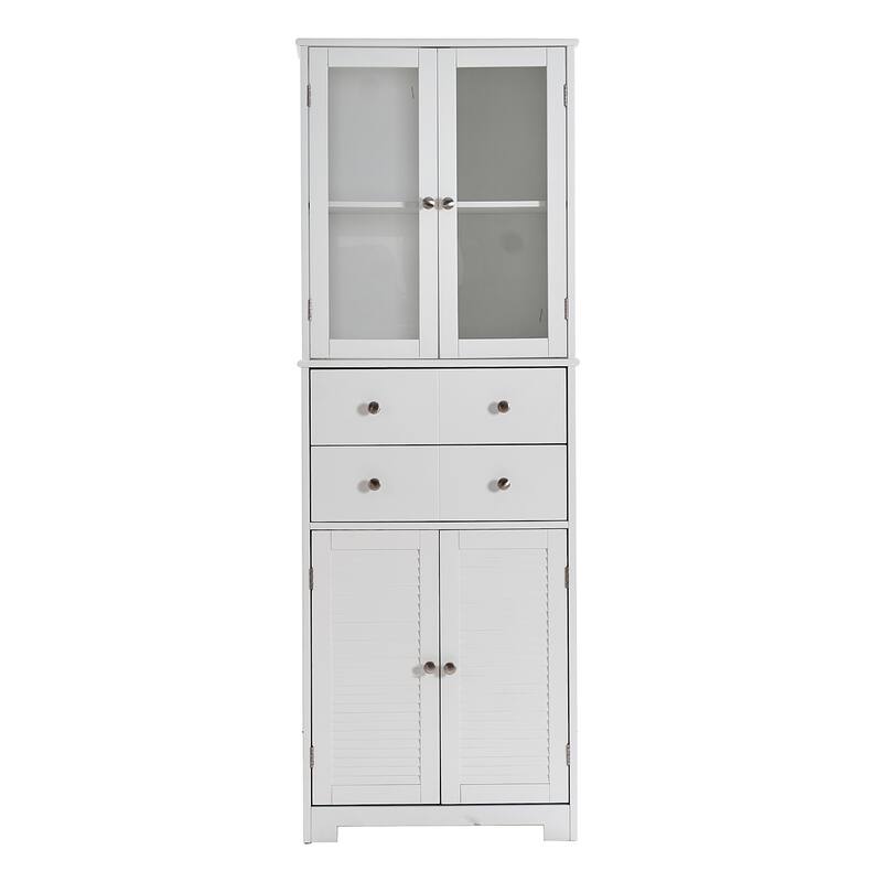 67" Tall Kitchen Pantry Cabinet with Doors, Adjustable Shelves & Large Drawer – Freestanding Storage for Kitchen, Bathroom