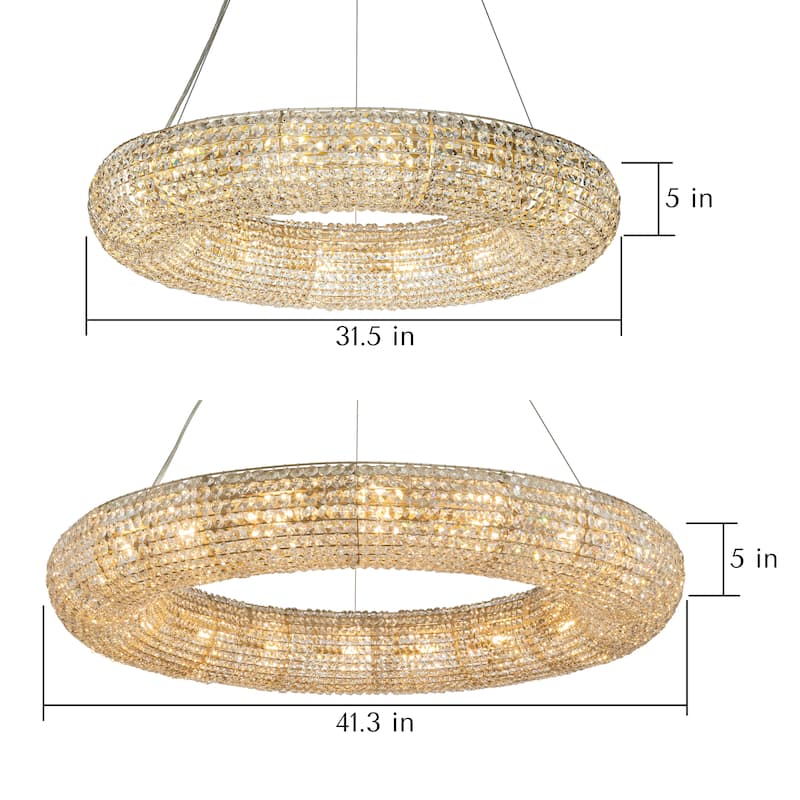 14/18 Light Unique/Statement Soft Gold Wagon Wheel Chandelier With Crystal Beads Accents