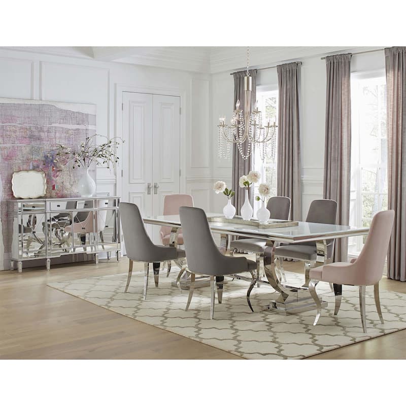 Set of 2 Velvet Upholstered Side Chairs,only chairs - Grey