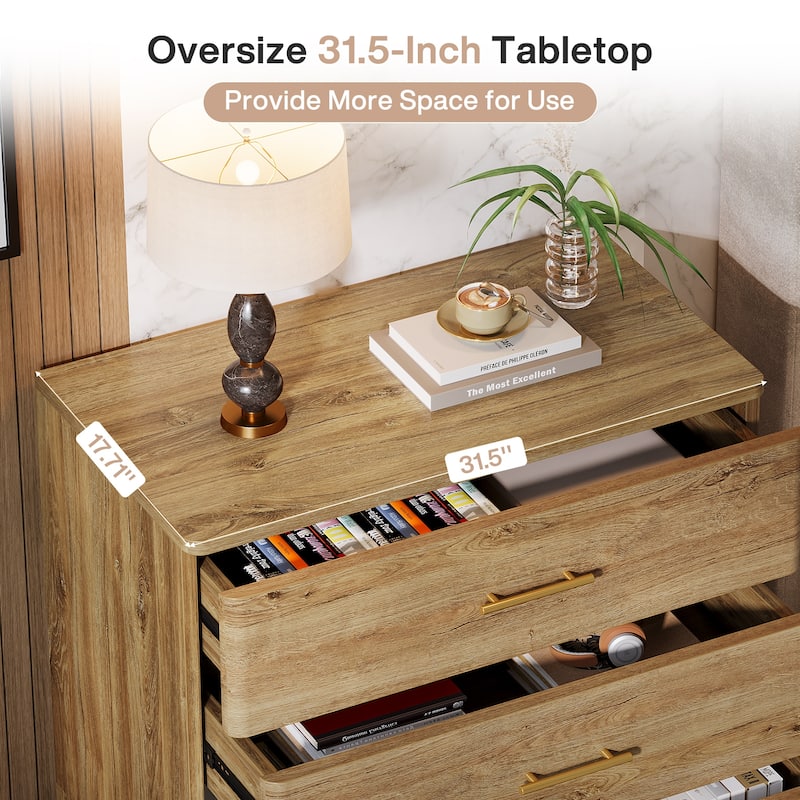 Oversized Nightstand, Wood Bedroom Storage Night Stand, Accent Side Table Bedside Cabinet