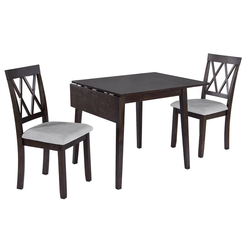 Roomfitters Foldable Dining Table Set, 5 Piece Drop Leaf Kitchen Table with 4 Upholstered Chairs, Space Saving Design