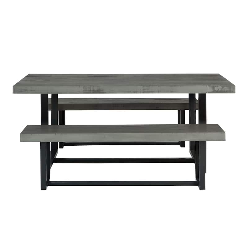 Middlebrook Solid Wood 3-Piece Dining Set with 60-inch Benches
