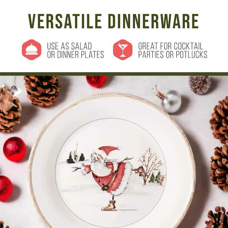 American Atelier Set of 4 Christmas Twig Holiday Dinner Plate - 11" D x 1" H