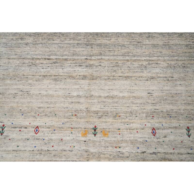 Hand Knotted Oriental Viscose Silk Carpet Tribal Animal Pictorial Multi-Colored Gabbeh Area Rug - 11' 11'' X 9' 0''