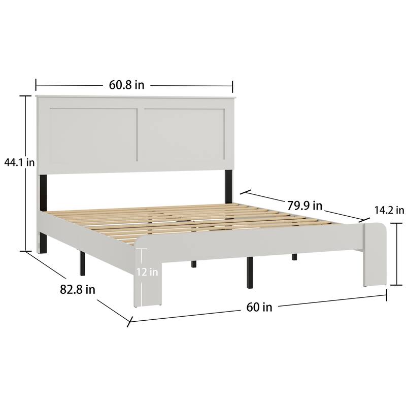Wooden Platform Bed Frame with Large Under Bed Storage