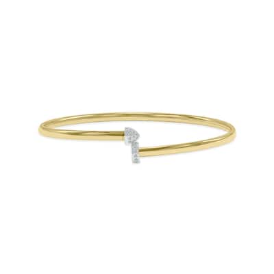 Marquee Jewels 14K Gold Two Tone Polished Hardware Nail Bangle with Diamond