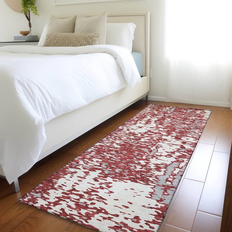 Premium Washable Super Soft Abstract Causal Mayfield Rug - Garnet - 2'3" x 7'6"