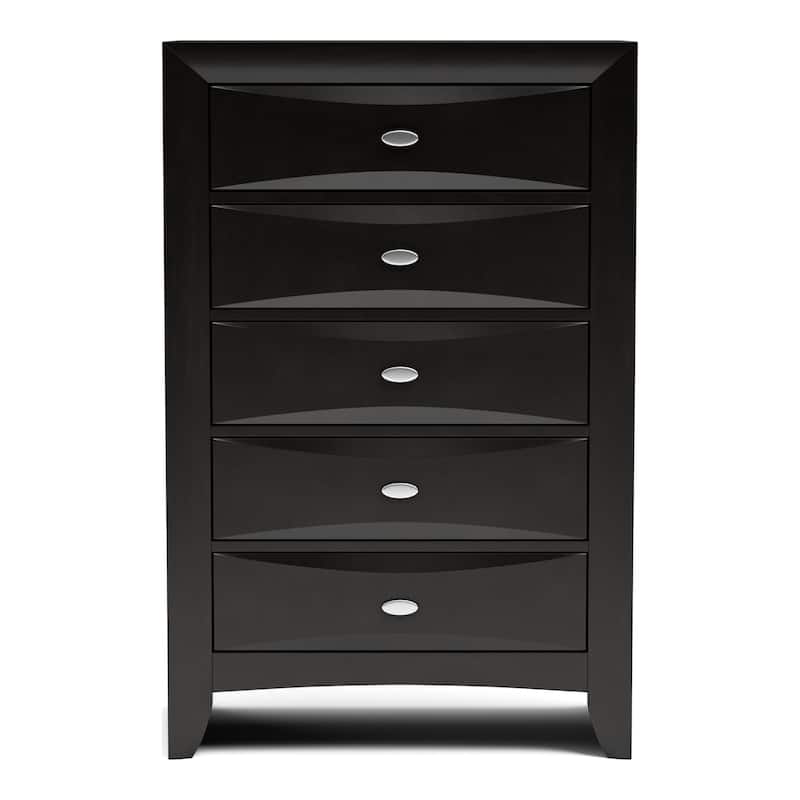 Furniture of America Brent Traditional 5-Drawer Solid Wood Chest - Black