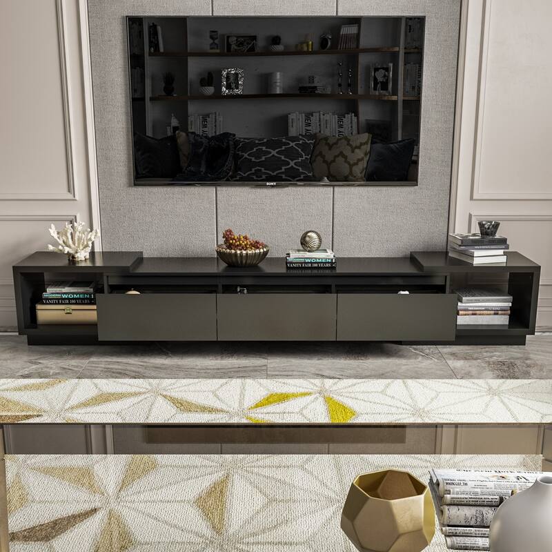 Extendable TV Stand Storage Media Console Modern Entertainment Center