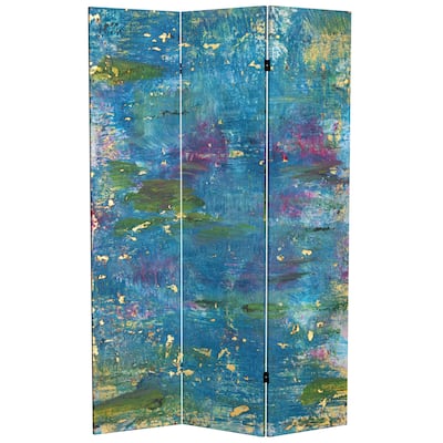 Handmade 6' Double Sided River God Canvas Room Divider