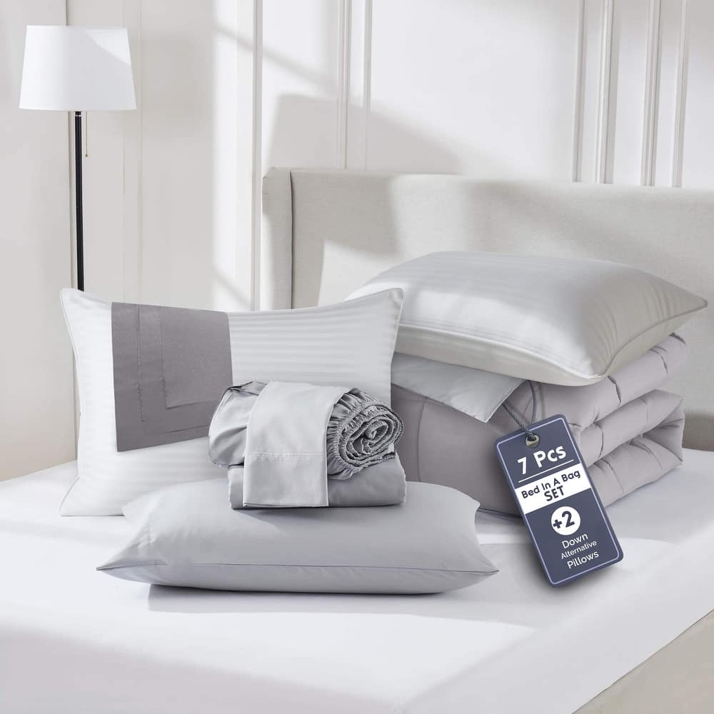 Empyrean Reversible Comforter Set Bed in a Bag with Down Alternative Pillow