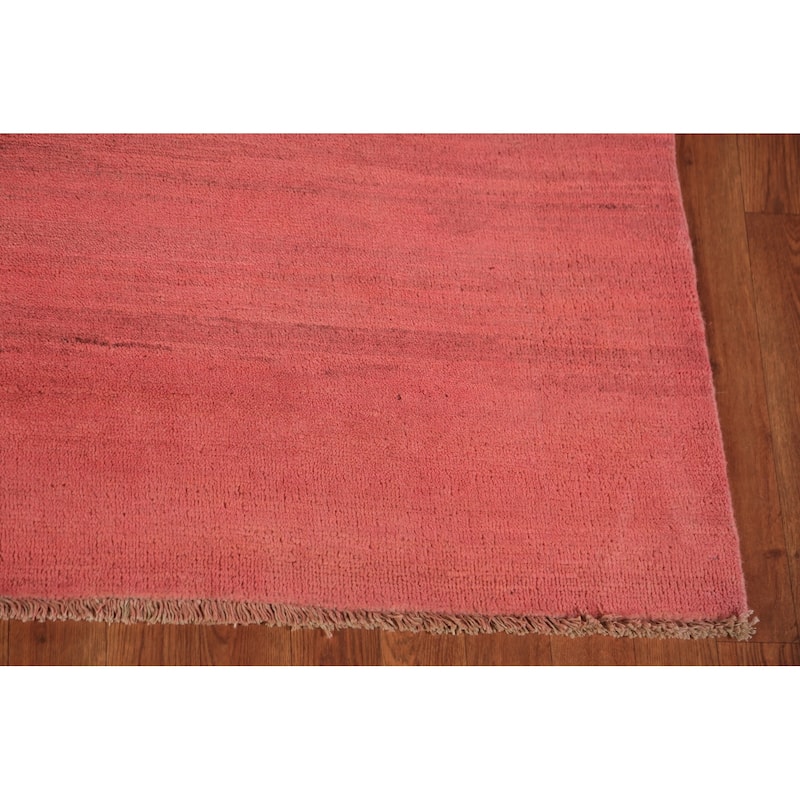 Pink Gabbeh Modern Area Rug Hand-Knotted Wool Carpet - 6'3" x 9'10"