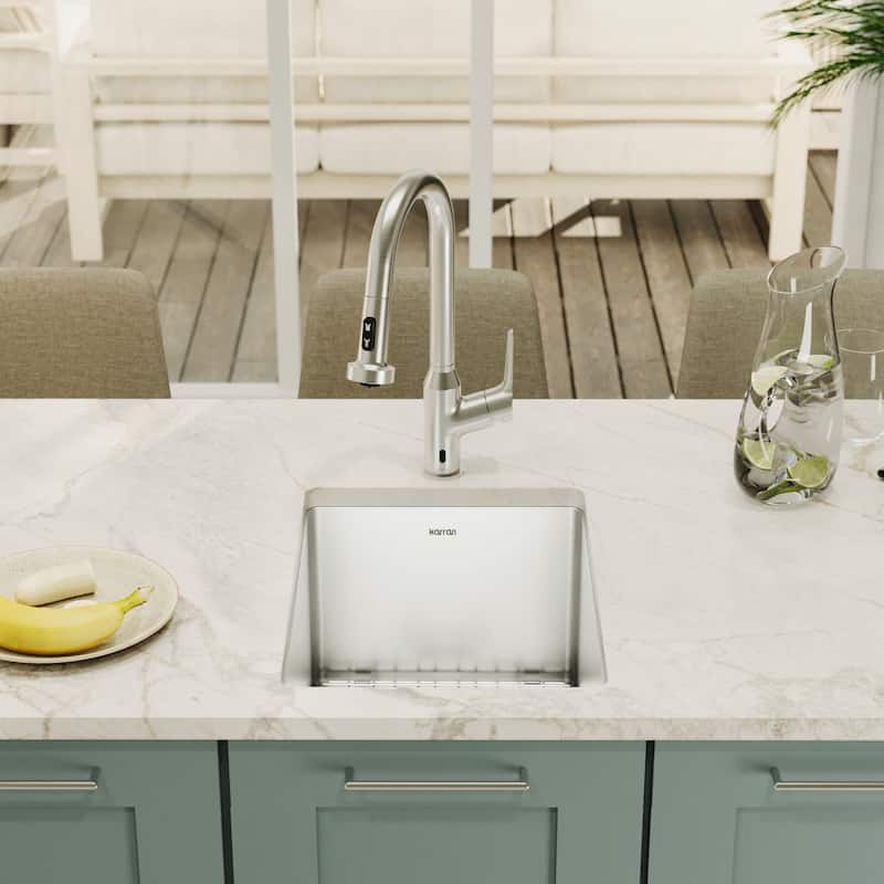 Karran Elite series 16 Gauge Stainless Steel 15 in. Undermount Bar Sink Kit