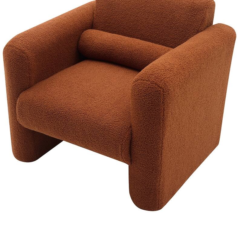 Modern Accent Chair Lambskin Sherpa Fabric