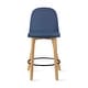 preview thumbnail 25 of 74, Farmhouse Plastic Round Bar Counter Stool Height High Chair Natural Solid Wood Kitchen Dining Patio Modern, Single, Set of 1 Cushion_Blue