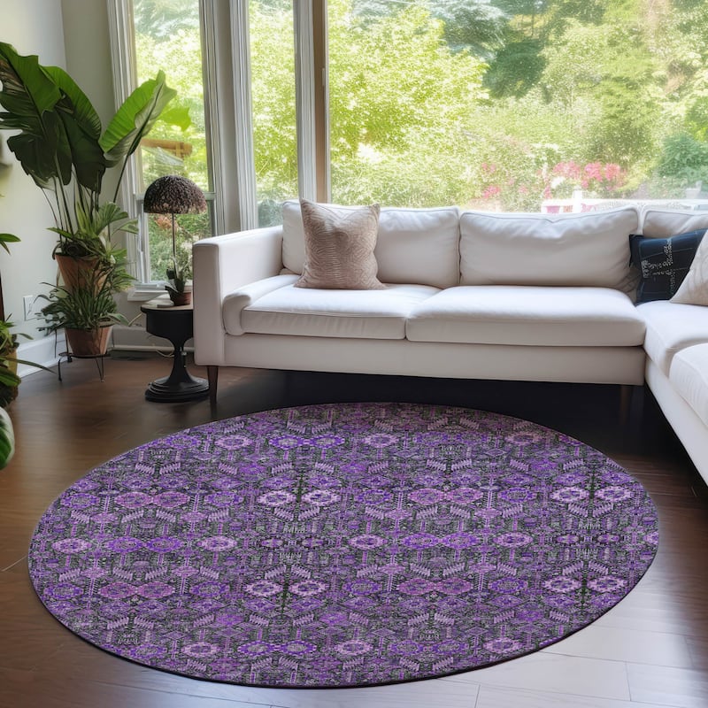 Nax Lush Floral Weather Resistant Classic Meets Modern Outdoor Rug