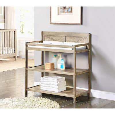 Wood Changing Table Washed Gray/Brown