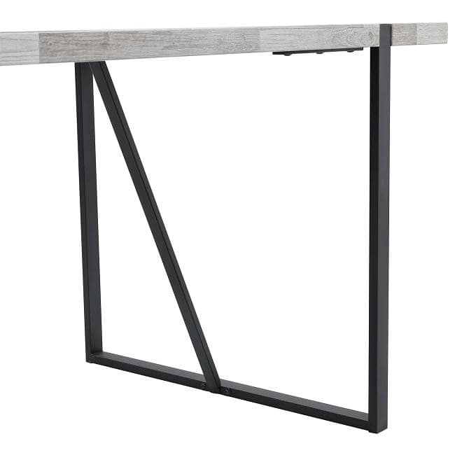 Retro-Inspired Minimalist Dining Table – Features a Textured MDF Wood Top and Sleek Black Metal Legs