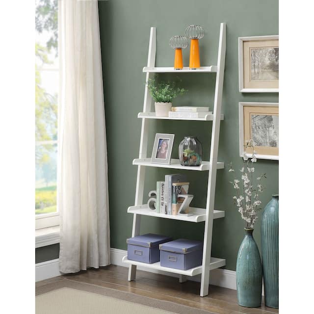 Porch & Den Jon Wooden Bookshelf Ladder - White