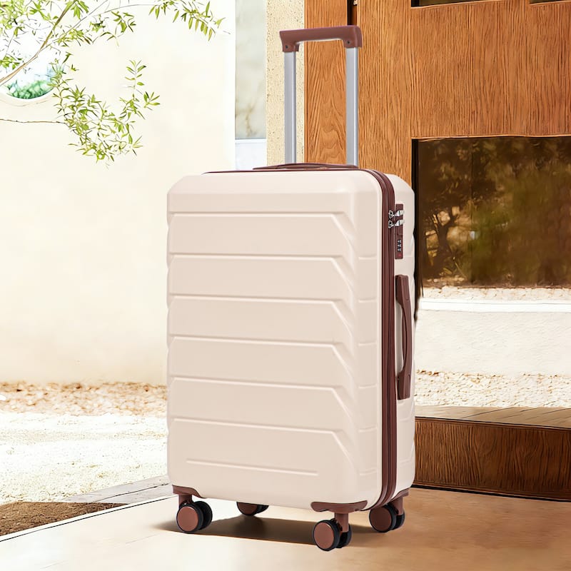 28 Inch Large Checked Luggage, Scratch Resistant Surface Four Multi-Directional Wheels, With Combination Lock and Side Hooks