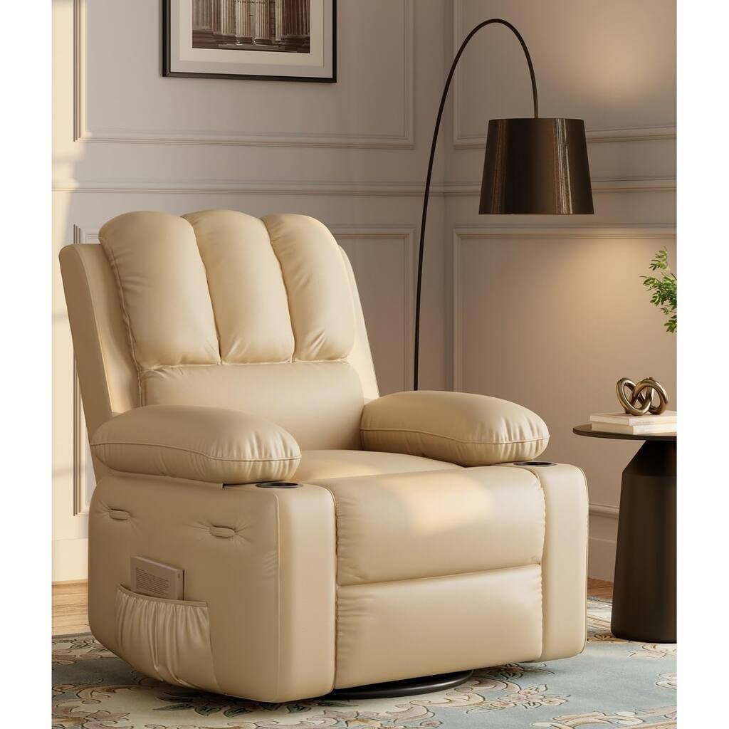 360° Swivel Oversized Recliner Chairs with Heat and Massage
