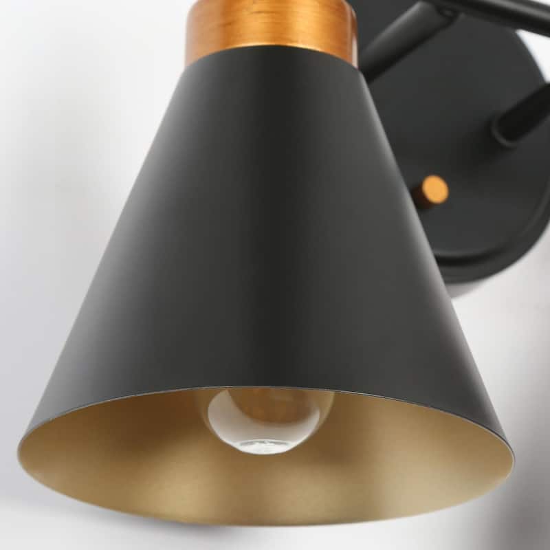 Modern Farmhouse Industrial 2-light Bathroom Vanity Lights Black Gold Dimmable Wall Sconces Cone Shade Kitchen