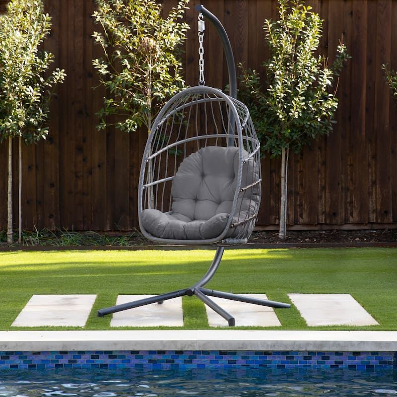 Sorra Home Indoor/Outdoor Egg Chair Cushion - Cushion Only - 27 x 44 x 4 inches - Charcoal