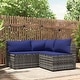 preview thumbnail 34 of 100, vidaXL Patio Corner Sofa with Cushions Black/Brown/Gray Poly Rattan 24.8" x 24.8" x 22.6" 3-Piece - Gray/Dark blue