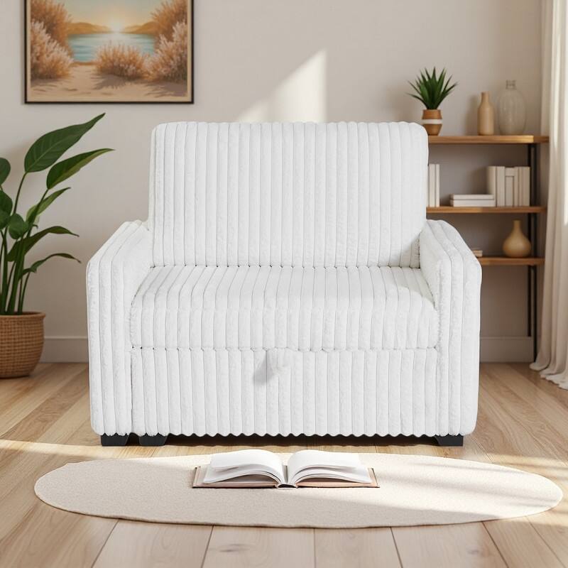 Velvet sofa chair with armrests and storage - White