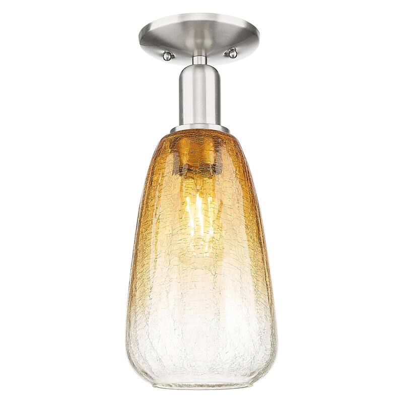 Innovations Lighting Downtown Urban - Brookhaven Almond - 1 Light 6" Semi-Flush Mount Light - Amber Shade/Brushed Satin Nickel