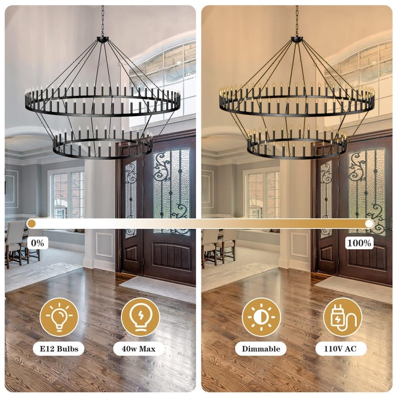 Extra Large Wagon Wheel Chandeliers Black Modern Farmhouse Candle Chandeliers