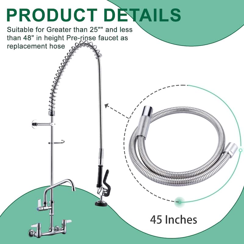 WOWOW Pre-Rinse Stainless Steel Hose for Commercial Sink Faucet