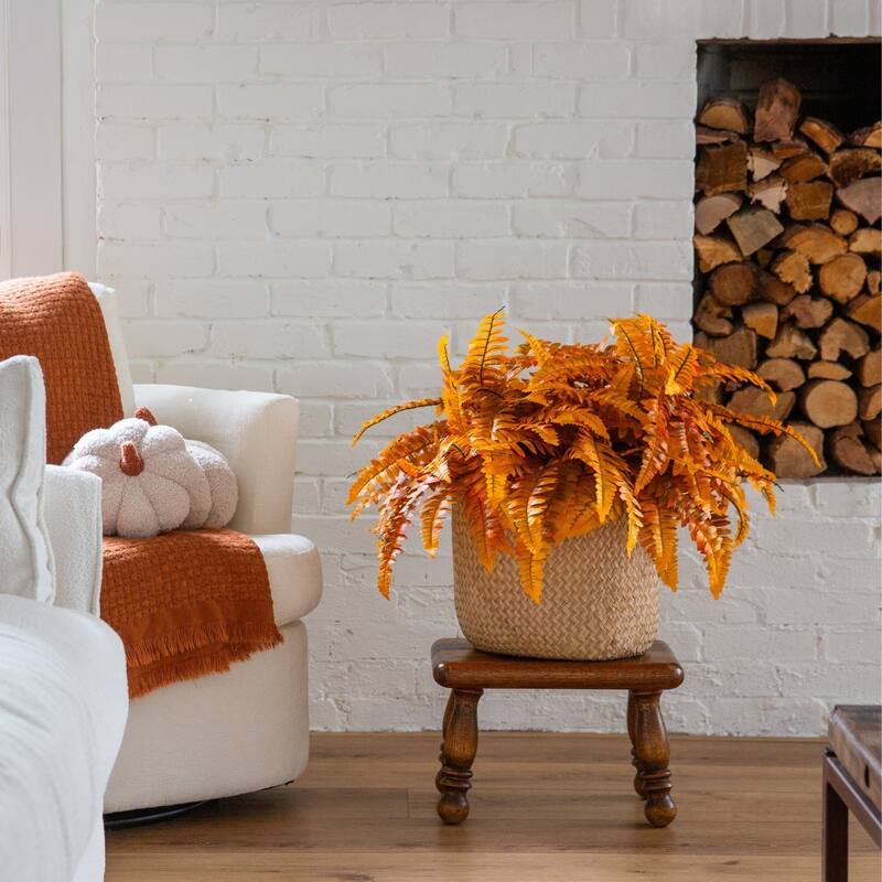 19-in Autumn Artificial Fall Boston Fern - Set of 6 - Green