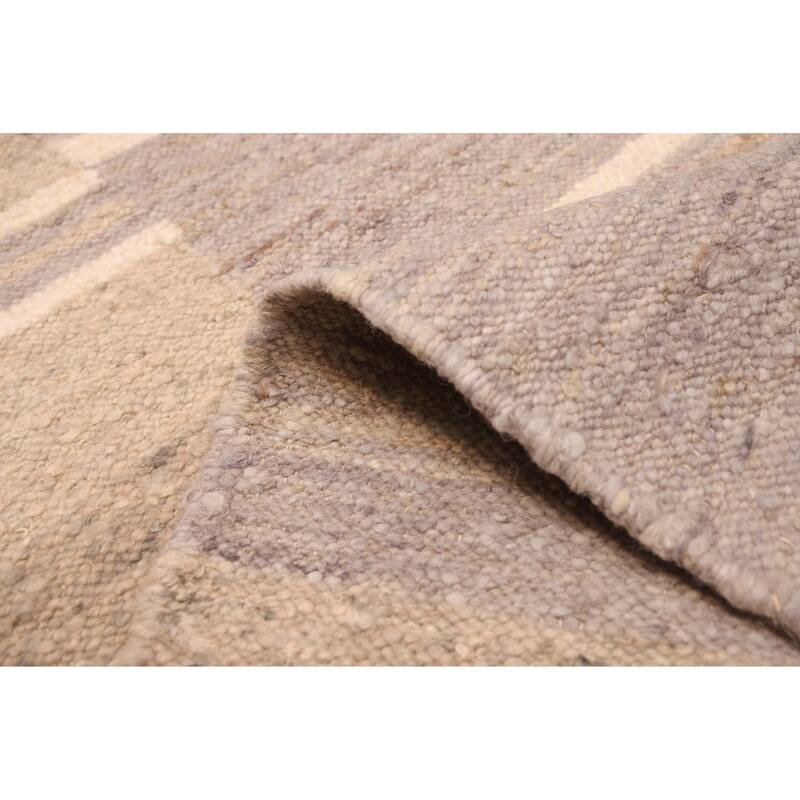 ECARPETGALLERY Flat-Weave Marrakech Grey Wool Kilim - 5'2 x 7'9